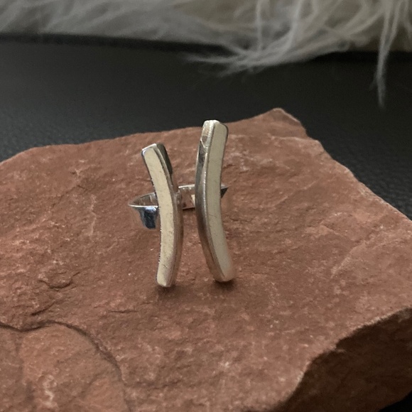.925 Large Double Bar Sterling Silver Ring - Picture 1 of 14
